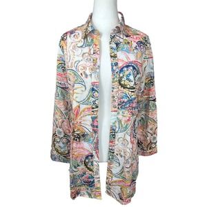 Soft Surroundings Womens Sz XS Paisley Art Button Up Lagenlook BOHO OVERSIZED